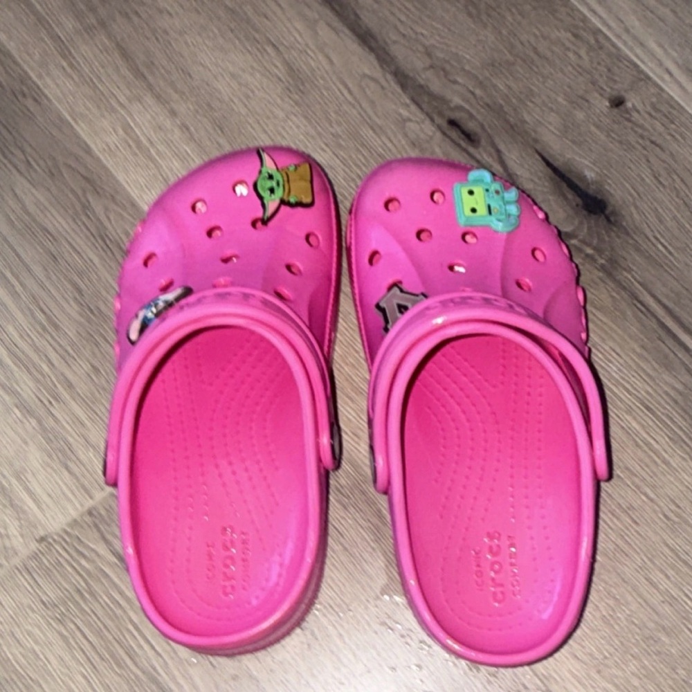 CROCS Kids Bright Pink Sandals with Fun Characters